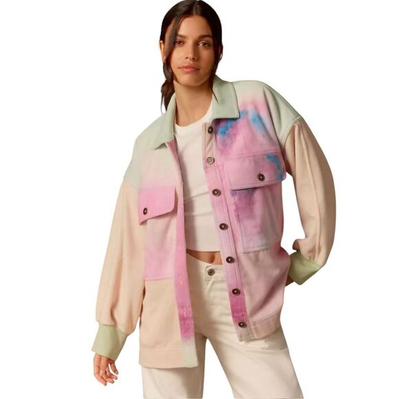 Pilcro Anthropologie Cotton Microfleece Button-Front Jacket Colorful Womens NWT - Picture 1 of 12